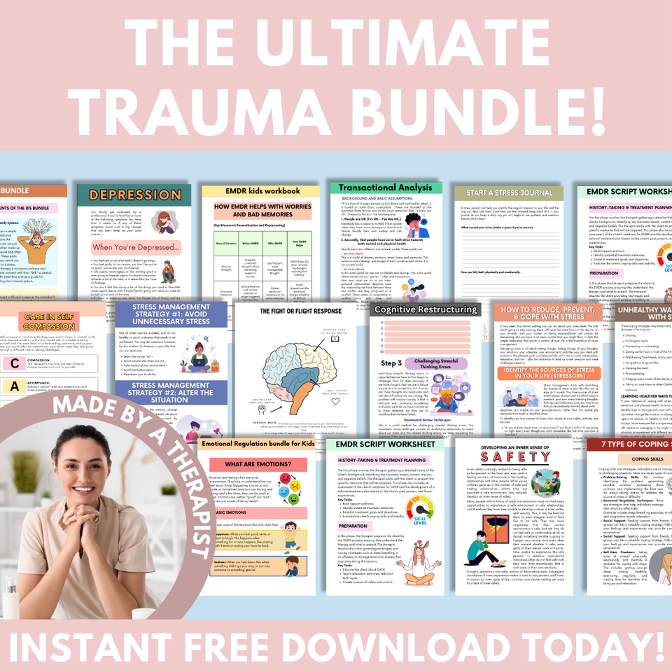 200+ Trauma therapy bundle (FREE TODAY)